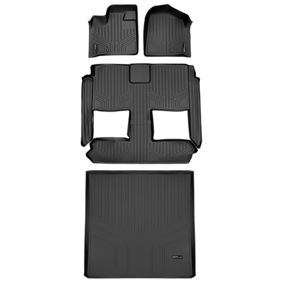 SMARTLINER 4 Rows Custom Fit Floor Liners Compatible with 2008 - 2016 Chrysler Town & Country