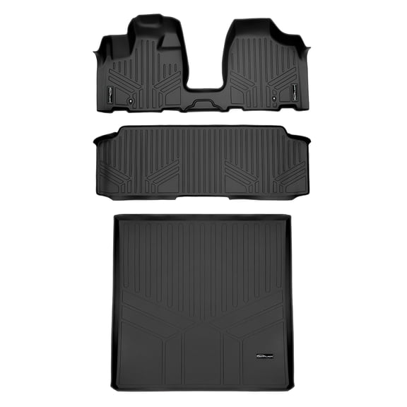 SMARTLINER 3 Rows Custom Fit Floor Liners Compatible with 2008 - 2020 Dodge Grand Caravan