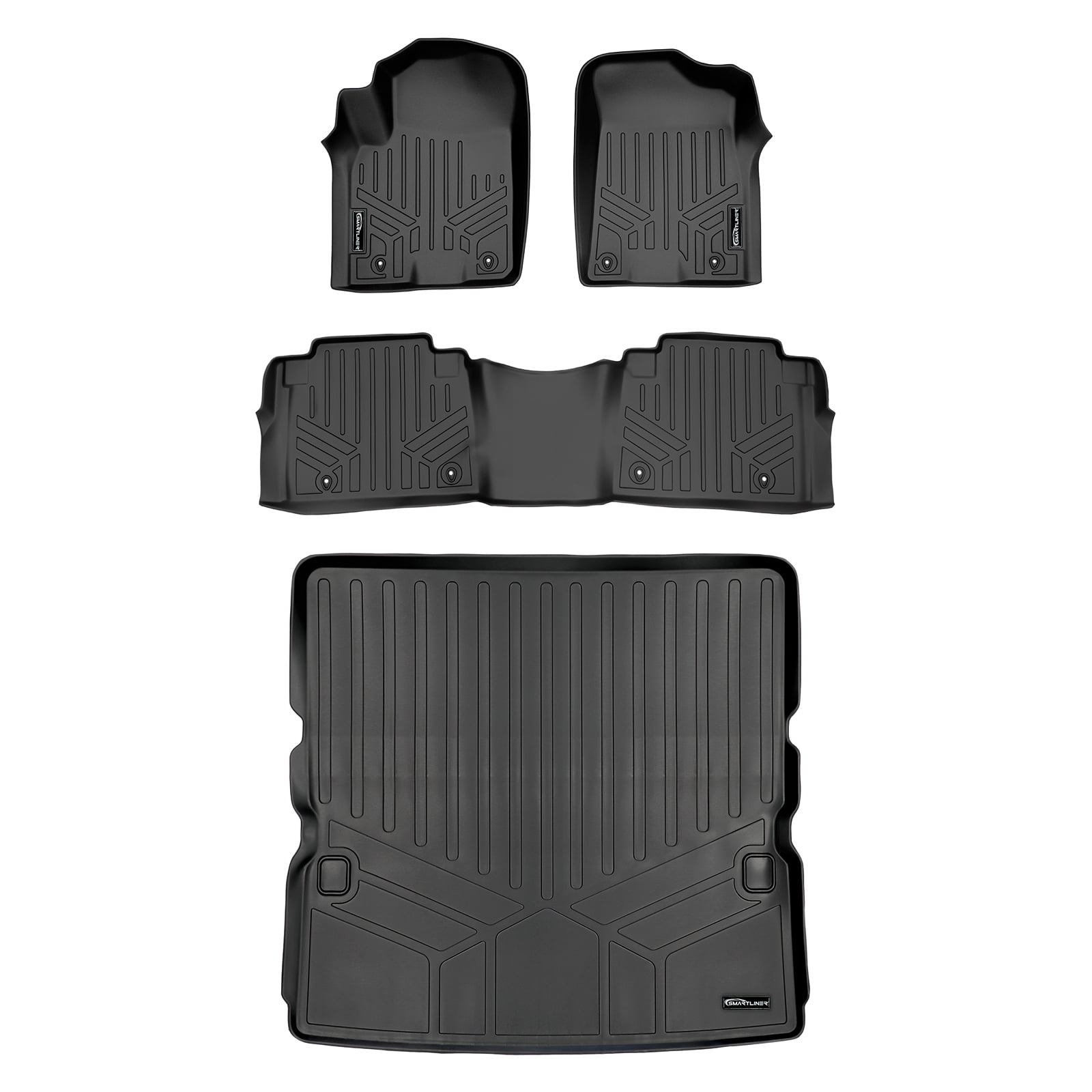 Smartliner Custom All Weather 1st 2nd/Cargo Floor Mats Blk for 201118