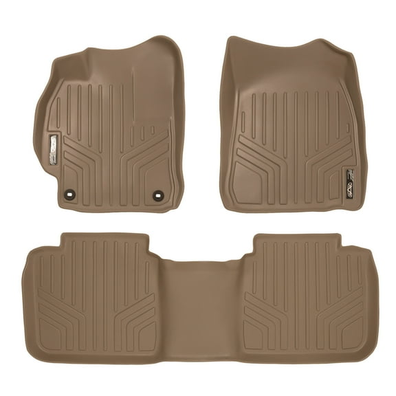 Smartliner Custom All Weather 1st/2nd Row Floor Mat Tan for 12-2015 Toyota Camry