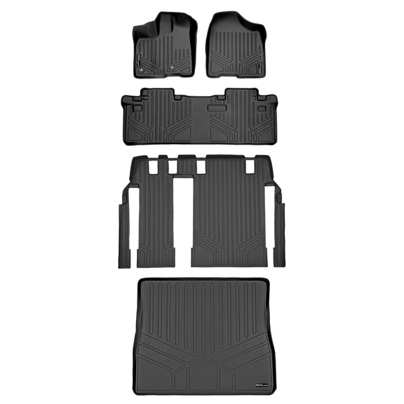 SMARTLINER 4 Rows Custom Fit Floor Liners Compatible with 2013 - 2020 Toyota Sienna 8 Passenger