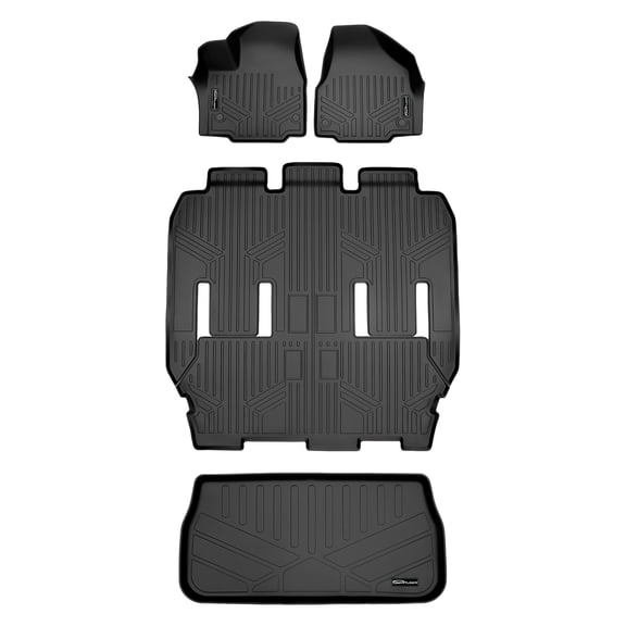 SMARTLINER 4 Rows Custom Fit Floor Liners Compatible with 2017 - 2020 Chrysler Pacifica 7 Passenger