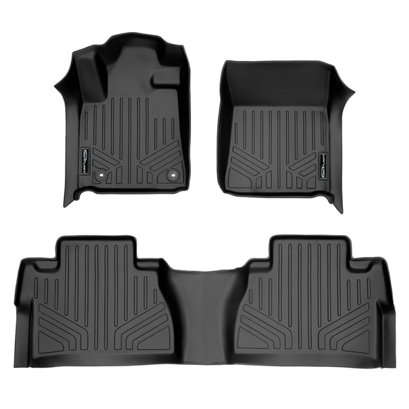 SMARTLINER 2 Rows Custom Fit Floor Liners Compatible with 2014 - 2021 Toyota Tundra Double Cab and Crew Max