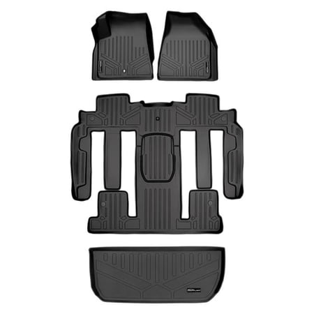 Smartliner SA0043-B0326-D0044 Custom Fit 3 Rows Behind Floor Mats & Cargo Liner Set with 2nd Row Bucket Seats for 2008 Buick Enclave, Black