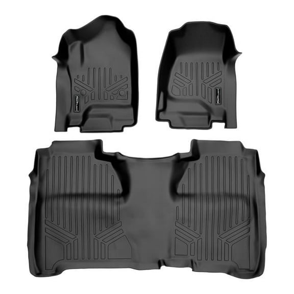 Smartliner SA0136-B0136 Custom Fit 2 Row Floor Mats Liner Set - Crew Cab for 2014-2018 Chevy Silverado 1500, Black