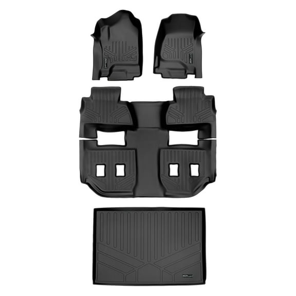 SMARTLINER 4 Rows Custom Fit Floor Liners Compatible with 2015 - 2020 Chevrolet Suburban 7 Passenger (Gasoline | 2nd row Bucket seats)