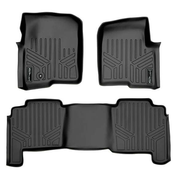 SMARTLINER 2 Rows Custom Fit Floor Liners Compatible with 2004 - 2008 Ford F-150 Super Crew