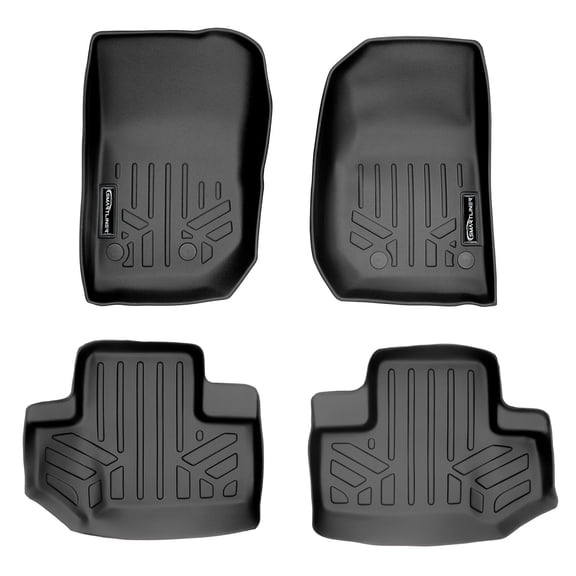 SMARTLINER 2 Rows Custom Fit Floor Liners Compatible with 2014 - 2017 Jeep Wrangler 2 Door (Gasoline | 1st Row Fits 2018 JK body Style)