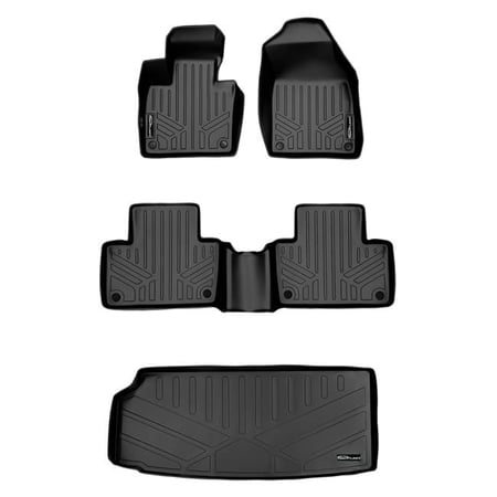 Smartliner SA0223-B0223-E0223 2 Rows Behind 3rd Row Floor Mats & Cargo Liner Set for 2016-2022 Volvo XC90 - No Plug-in Hybrid Models, Black