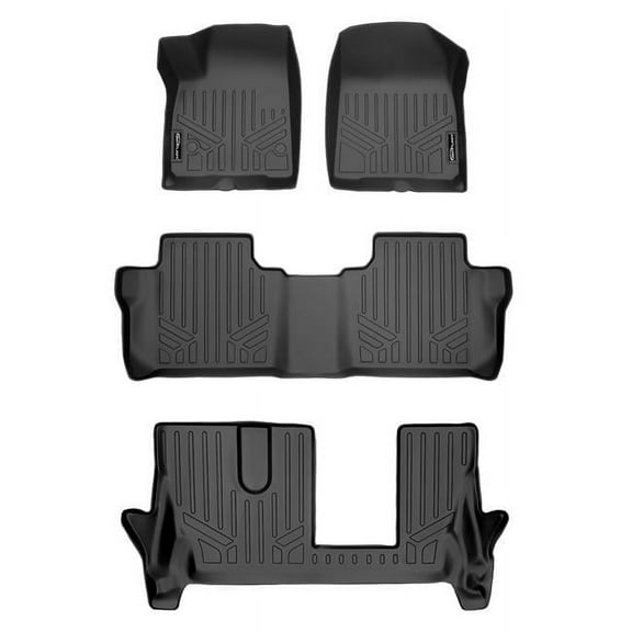 Smartliner SA0230-R-B0248-R-C0248-R 36 x 5 x 28 in. Custom Fit Floor Mats 3 Row Liner Set for 2020-2021 Cadillac XT6, Black
