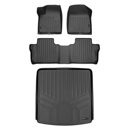 Smartliner SA0230-R-B0248-R-D0230-R 48 x 32 x 6 in. Custom Floor Mats 2 Rows & Cargo Liner Behind 2nd Row Set for 2020-2021 Cadillac XT6, Black