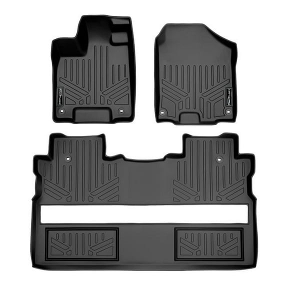 Smartliner SA0240-B0240 Custom Fit 2 Row Floor Mats Liner Set - Crew Cab & All Models for 2017-2021 Honda Ridgeline, Black