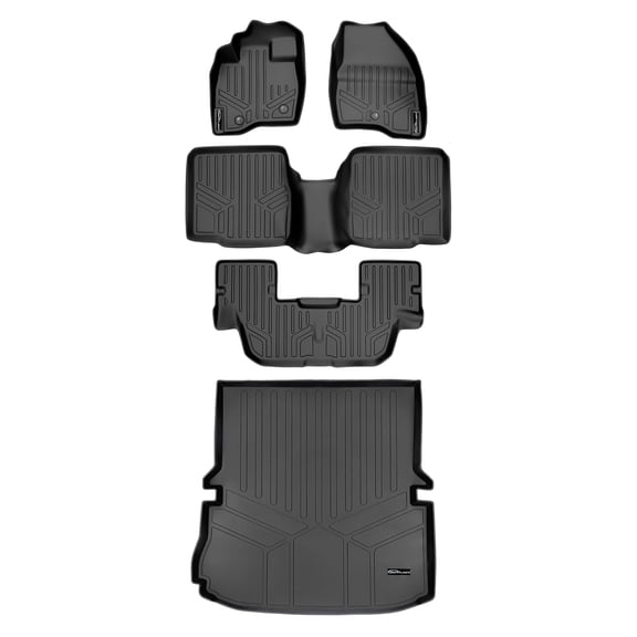SMARTLINER 4 Rows Custom Fit Floor Liners Compatible with 2017 - 2019 Ford Explorer 8 Passenger (Gasoline | 2nd Row bench seats)