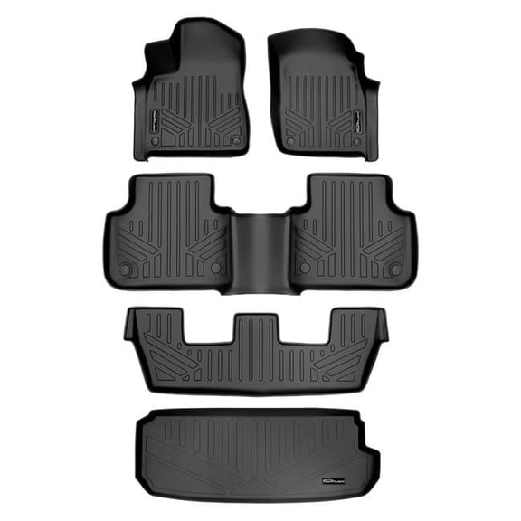 Smartliner SA0364-B0364-C0364-E0364 Custom Fit 3 Rows Behind Floor Mats & Cargo Liner Set for 2017-2022 Audi Q7 - Black