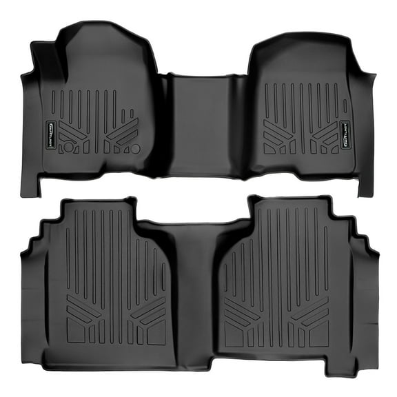 SMARTLINER 2 Rows Custom Fit Floor Liners Compatible with 2019 - 2025 Chevrolet Silverado 1500 Double Cab