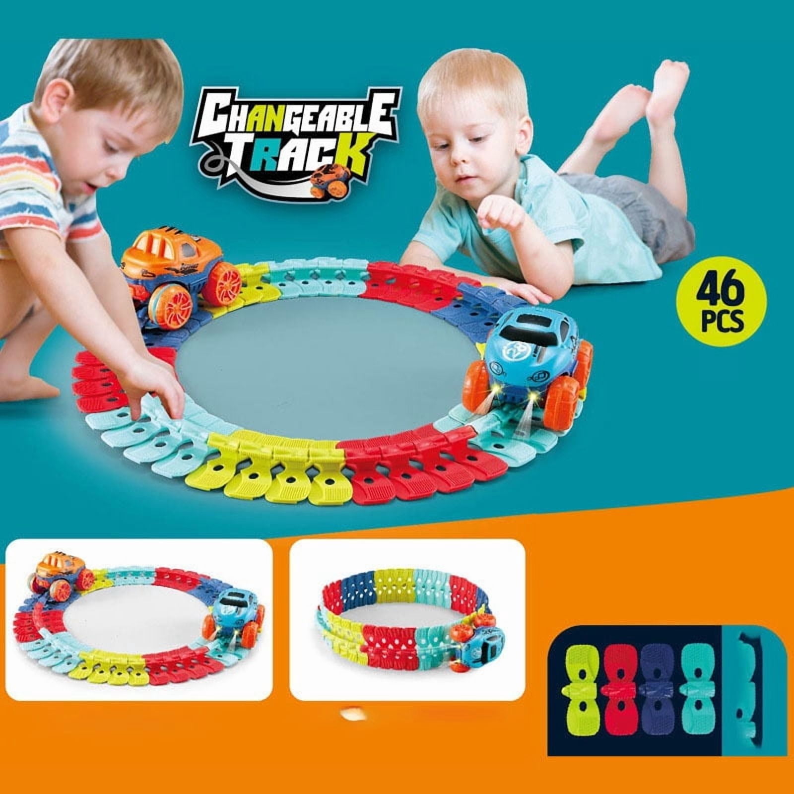 Smartoon Kids Race Track Set, Anti-Gravity Flexible Track Toy with LED ...