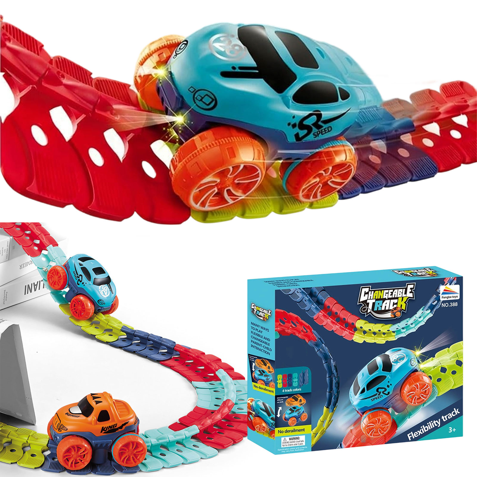 Smartoon Race Track Set with LED Light-Up Race Car, Anti Gravity Race ...