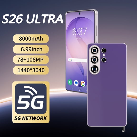 Smartphone, 108MP+78MP Camera, 8000mAh Battery, 6.99" QHD+ Display, 4+64GB, Snapdragon 8 Elite Gen5, 5G Phone, Face & Fingerprint Unlock, Dual SIM/GPS – Long Lasting Gaming Phone, Purple