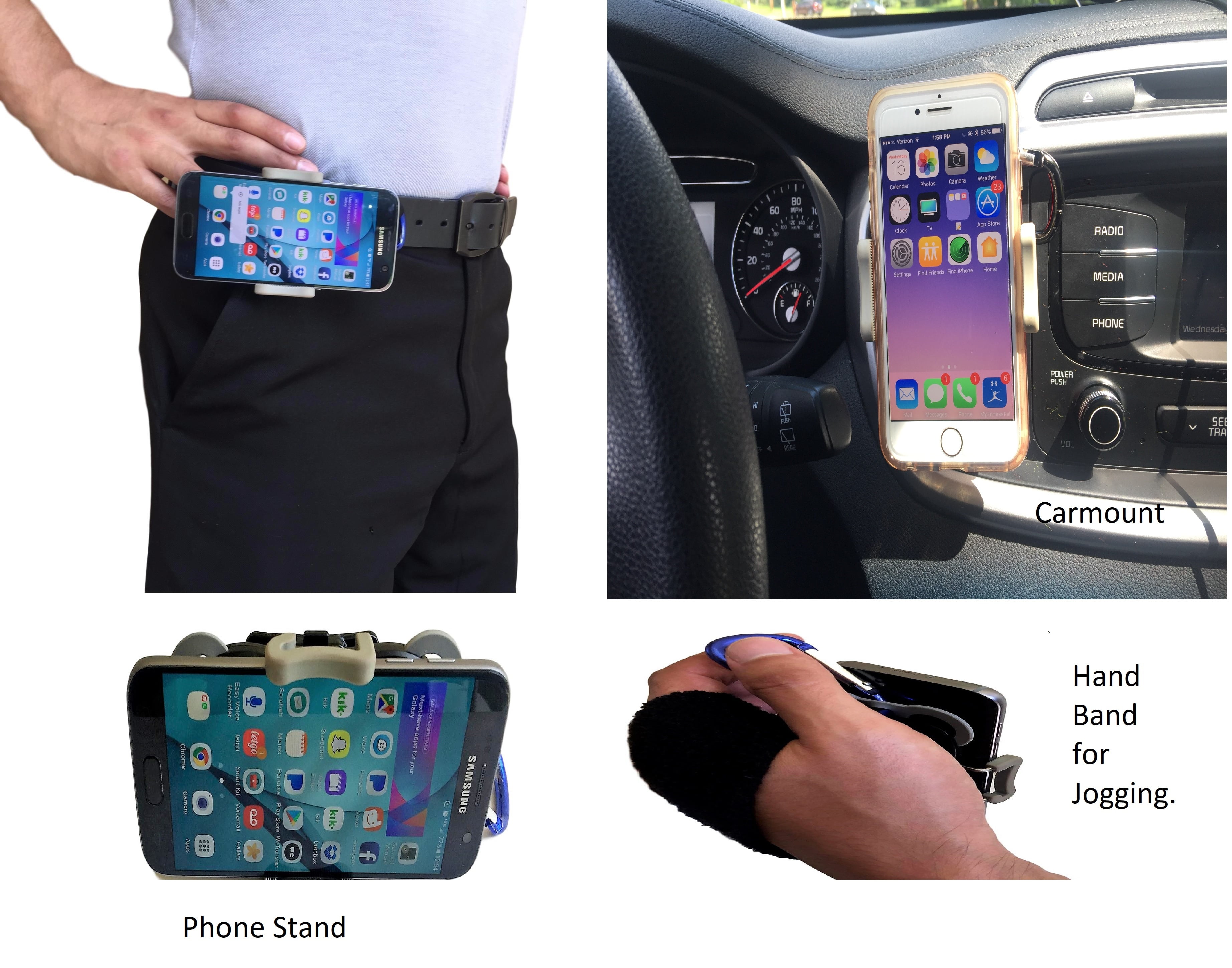 Smartphone All In One Holder, for Phone Stand, Carmount, Belt Clip