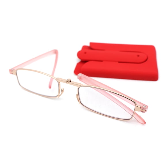 Smartphone Attachable Blue Light Filter Portable Compact Reading Glasses +3.5 Pink