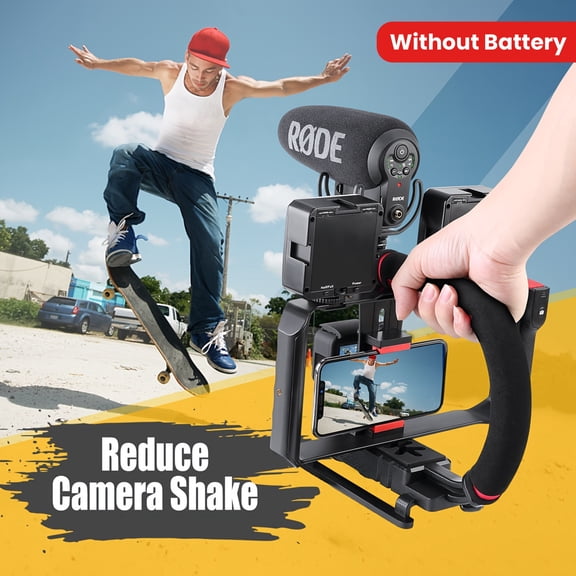 Smartphone Camera Stabilizer, Portable Handle Grip Handheld Video Rig, Fits for All Camcorder, Camera, Action Camera, DSLR And All iPhone And Android Smartphones