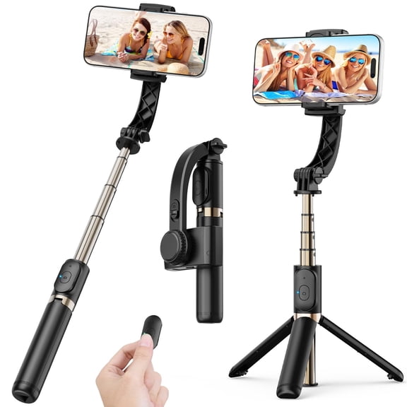 Smartphone Gimbal Stabilizer, 1-Axis Auto Balance & 360 Rotation, Extendable Aluminum Selfie Stick Tripod with Remote Control for iPhone & Android,Travel, Vlogging, TikTok, YouTube