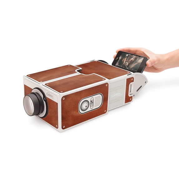 Luckies of London | Portable Smart Phone Projector | Projector Screen for Cell Phone | Bedroom Accessories & Wireless Tech Gadgets | Mobile Phone Accessories / Movie Night Supplies | Brown