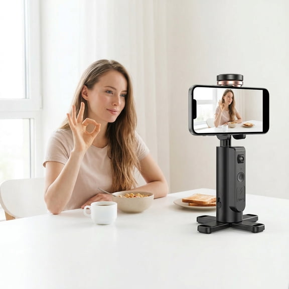 Smartphone Tripod with Auto Face Tracking & Smart Gimbal, 360 Rotation for Mobile Cameras, Ideal for Video Recording & Live Streaming