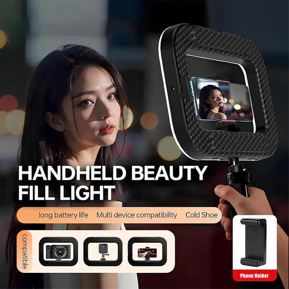 Smartphone Video Rig With Light, Handheld LED Ring Light Selfie Light Phone Video Stabilizer For Camera, Smartphone, Action Camera, Setup, Filmmaking, Makeup, Vlogging