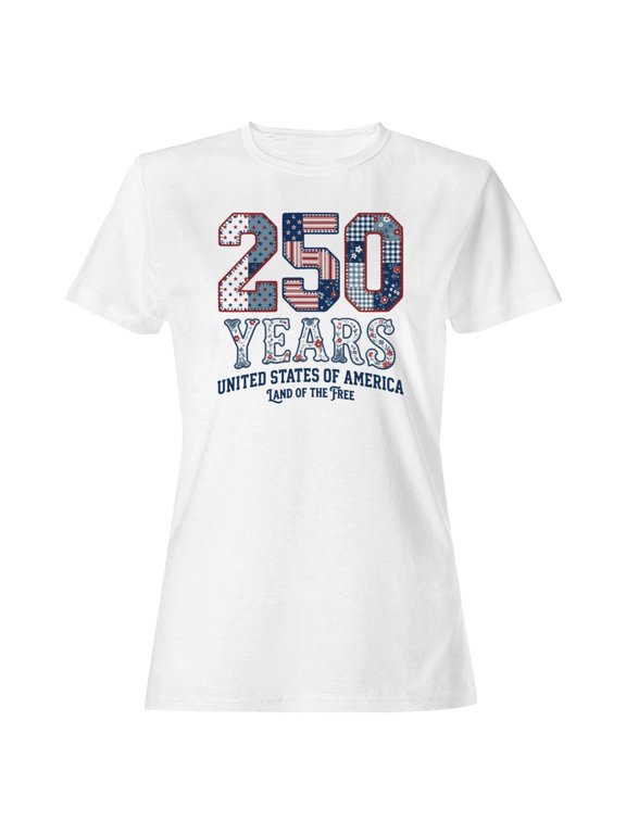 250 Years Usa Women's T-Shirt White, Cotton, XL