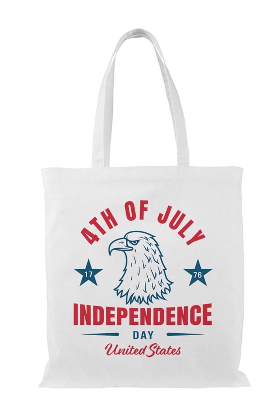 4Th Of July Proud Eagle Tote Bag - Image by Shutterstock, One Size Cotton Canvas Tote Bag