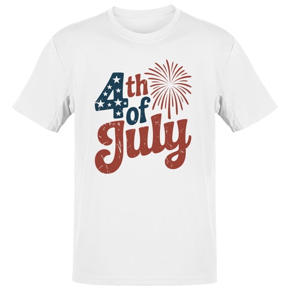 Smartprints 4th of July Fireworks Retro Men's T-shirt, White, S