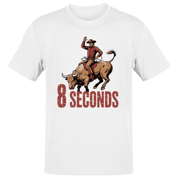 Smartprints 8 Seconds Bull Riding Men's T-Shirt White, Cotton, S