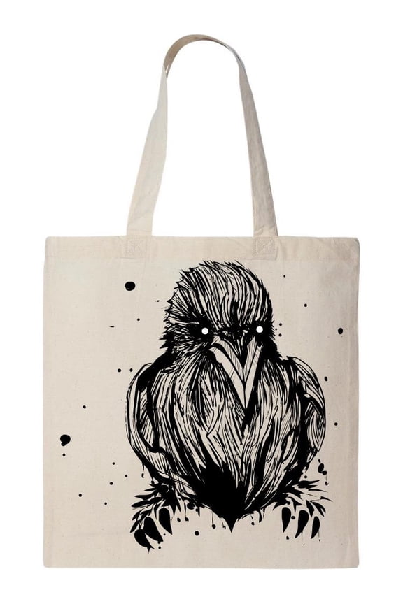 Abstract Ink Crow Tote Bag - Image by Shutterstock, One Size Cotton Canvas Tote Bag