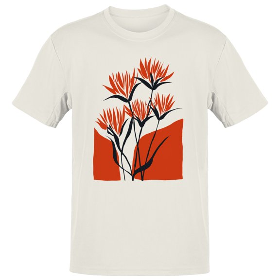Smartprints Abstract Tropical Flower Men's T-Shirt Off White, Cotton, 5XL