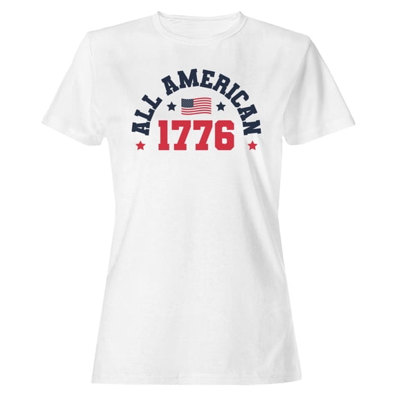 Smartprints All American 1776 Patriotic USA Women's T-Shirt White, Cotton, S