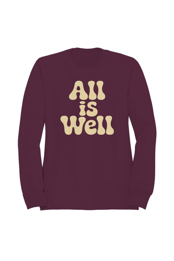 All Is Well Retro Quote Women's Sweatshirt Maroon, Cotton, L