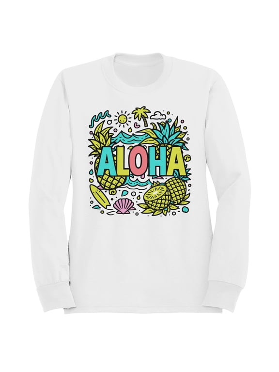 Aloha Pineapple Tropical Beach Women's Hoodie White, Cotton, L
