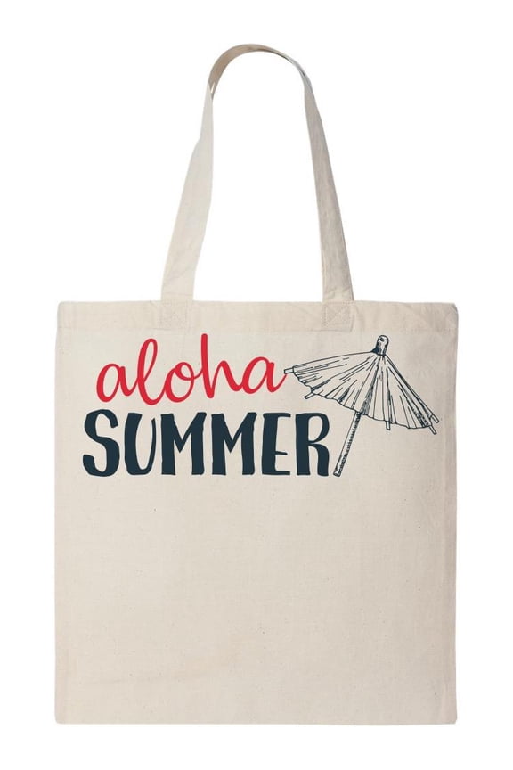 Aloha Summer Phrase Tote Bag - Image by Shutterstock, One Size Cotton Canvas Tote Bag