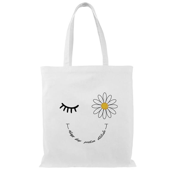 Smartprints Always Keep Positive Attitude Tote Bag - Image by Shutterstock, One Size Cotton Canvas Tote Bag