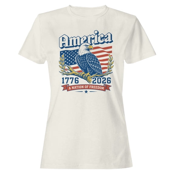 Smartprints America 1776 2026 Women's T-Shirt Off White, Cotton, S