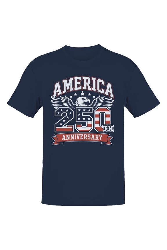 America 250Th Anniversary Patriotic Eagle T-Shirt Navy, Cotton, L
