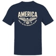 thumbnail image 1 of Smartprints America Land of the Free 1776 Eagle Men's T-shirt, Navy, S, 1 of 3