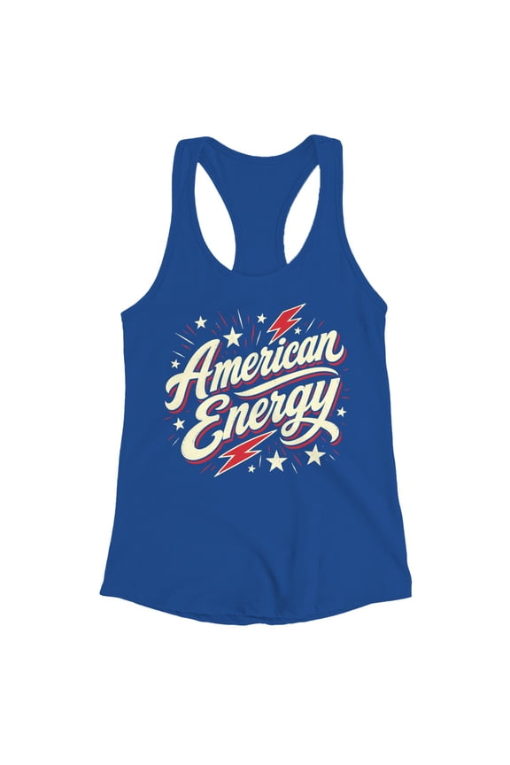 American Energy Retro Lightning Stars Women's Tank Graphic Tee Royal, Cotton, 2XL