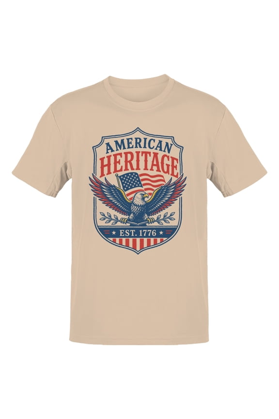 American Heritage Est. 1776 Eagle Men's T-Shirt Natural, Cotton, S