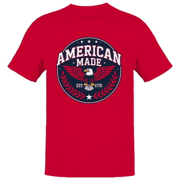 Smartprints American Made 1776 Eagle Emblem Men's T-shirt, Red, S