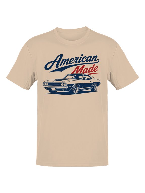 American Made Classic Muscle Car Men's T-Shirt Natural, Cotton, M