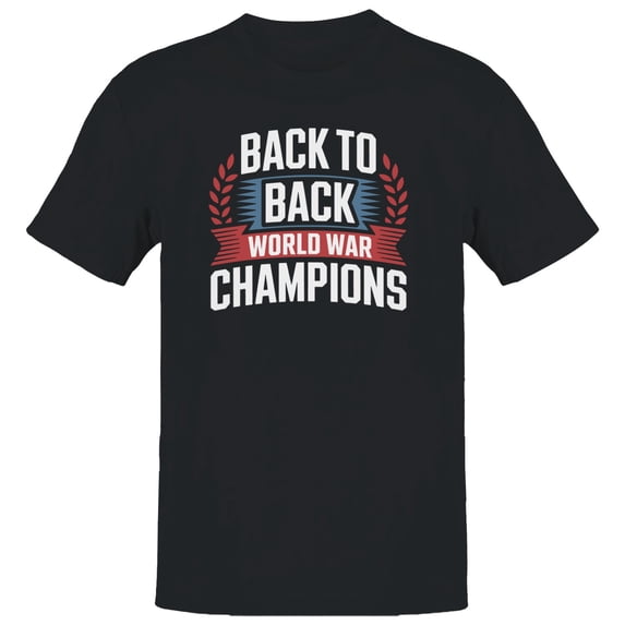 Smartprints Back to Back World War Champions Men's T-shirt, Black, S