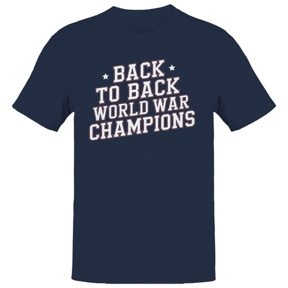 Smartprints Back to Back World War Champions Men's T-shirt, Navy, S