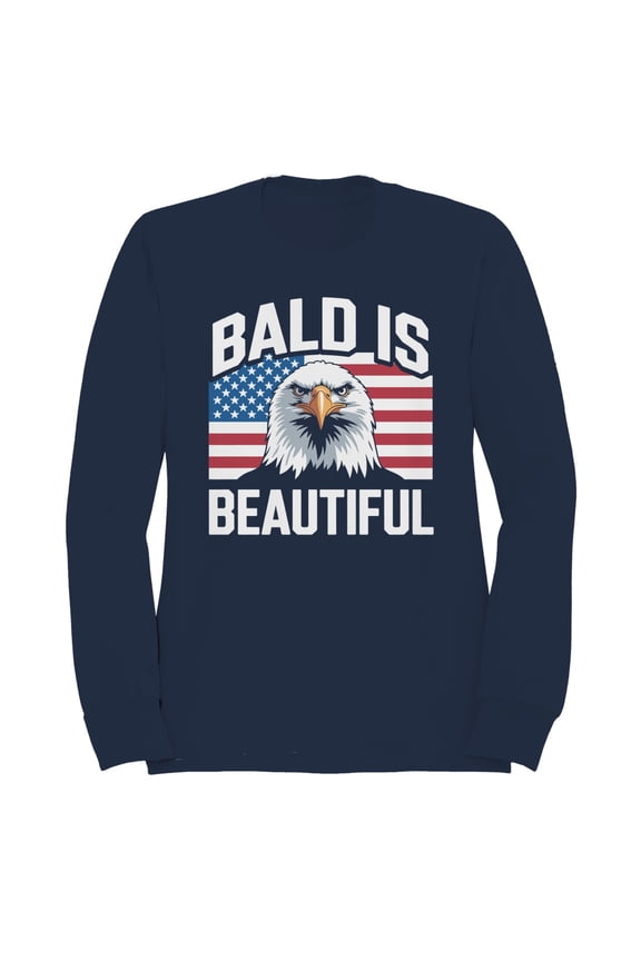 Bald Is Beautiful American Eagle Pride Men's Sweatshirt, Navy, M